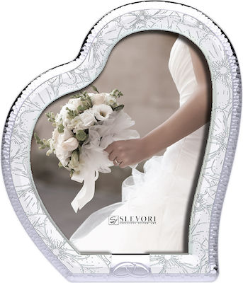 Slevori Tabletop Heart Shaped Wedding Crown Case / Photo Frame Silver 29x24.9cm