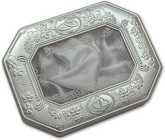 Slevori Cutie pentru Coroană de Nuntă Dreptunghiulară Argintiu 28.5x22εκ.
