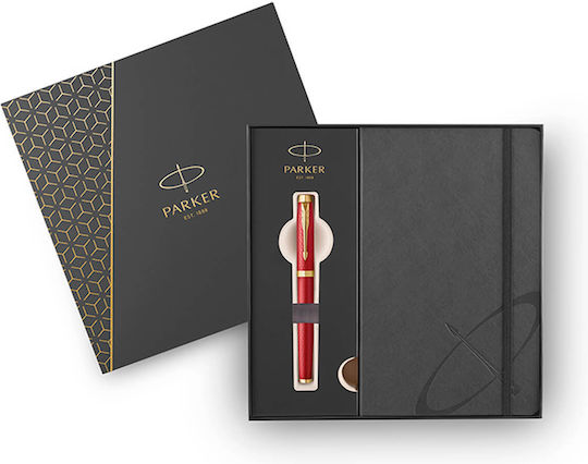 Parker Desk Set with Notebook and Pen IM Premium 1159.3103.04 Red GT 2pcs