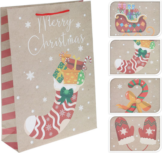 Koopman Paper Christmas Bag for Gift Brown 25x34.5x8.5cm.