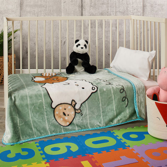 Whitegg Blanket Cot Velvet Green 100x130cm