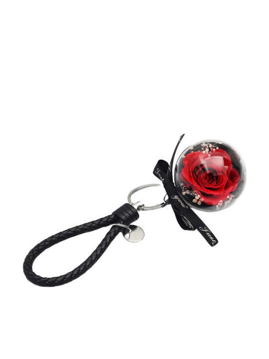Αιώνιο Kόκκινο Τριαντάφυλλο Μαύρο Μπρελοκ Keychain Eternal Rose Molfs