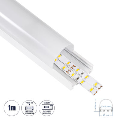 GloboStar Agățat Profil de aluminiu pentru banda LED cu Opal Capac 100cm