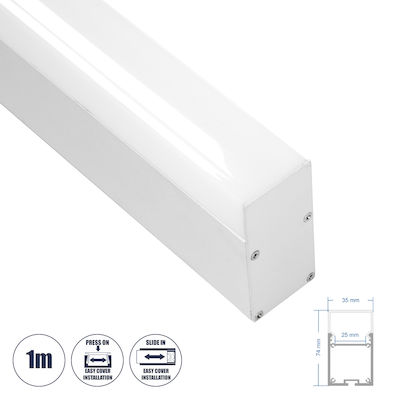 GloboStar Agățat Profil de aluminiu pentru banda LED cu Opal Capac 100cm