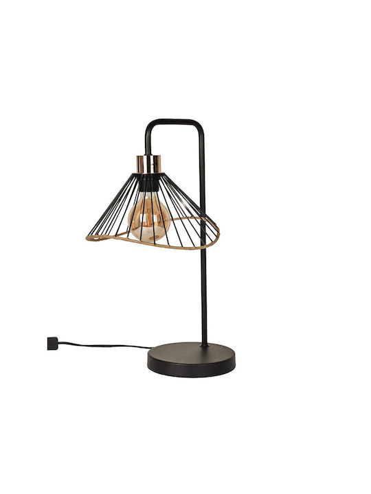 The Home Deco Factory Metall Tischlampe für E27 Fassung mit Schwarz Schirm und Fuß