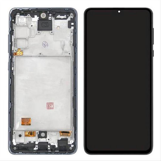 Samsung Οθόνη mit Touch-Mechanismus und Rahmen für Galaxy A72 (Schwarz)