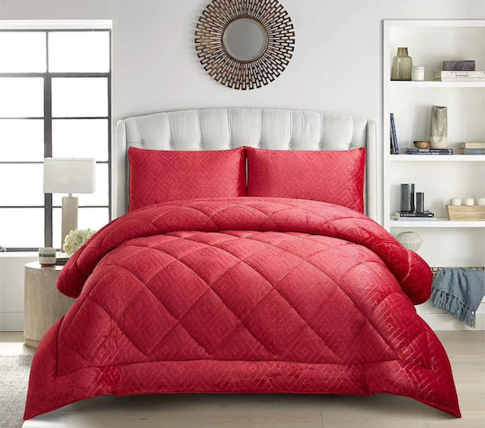 Homeone Комбинирано одеяло Сет с калъфки за възглавници Куинсайз 220x240бр Бордо 3бр 350 г/м²Gsm