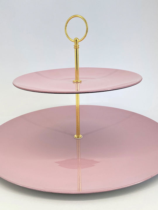 Riniotis Metallic Dessert Tower Stand Pink Ø33cmxY23cm 23x33x23cm