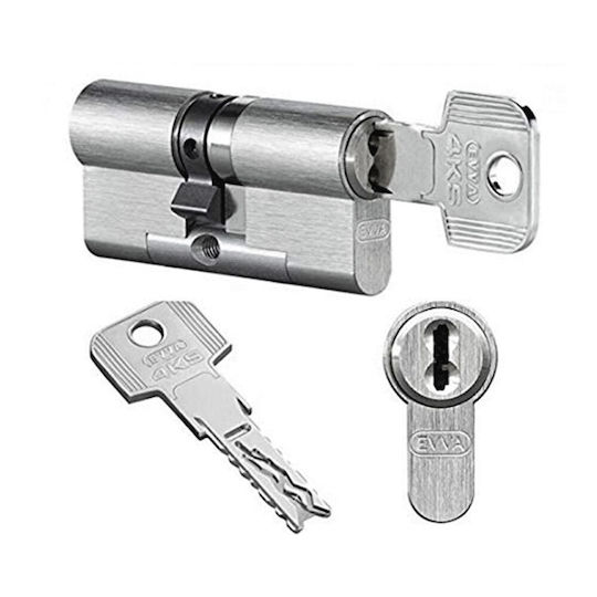 EVVA Κύλινδρος Κλειδαριάς Ασφαλείας 4ks Plus 80mm Ασημί 4τμχ