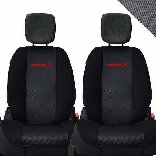 Πλατοκάθισμα Αυτοκινήτου 2τμχ Δερματίνη Carbon Mazda 3 Μαύρα