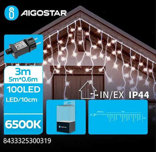 100 Lichterketten LED 5m. x 60cm Kaltes Weiß Typ Regen 1Stück