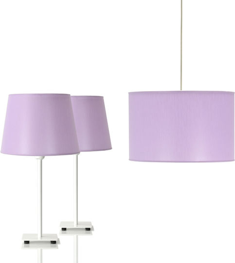 Veis Bedroom Combo Σετ Με Φωτιστικά Κρεβατοκάμαρας Και Κρεμαστό Φωτιστικό Μωβ με Ντουί E27 35εκ.