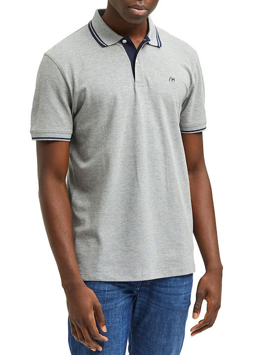 Selected Ανδρικό T-shirt Κοντομάνικο Polo Medium Grey