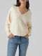 Vero Moda Women's Long Sleeve Sweater with V Neckline Birch