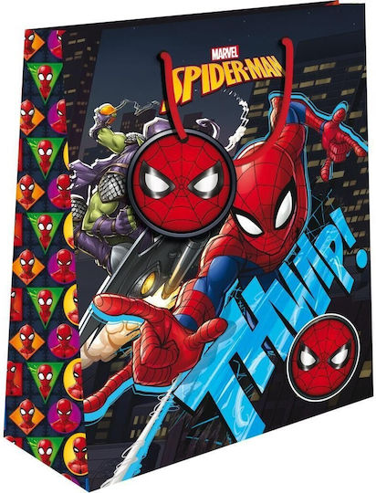 Διακάκης Χάρτινη Τσάντα για Δώρο με Θέμα "Spiderman" Πολύχρωμη 26x12x32εκ.