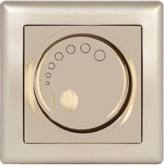 Mutlusan Daria Χωνευτός Διακόπτης Dimmer με Πλαίσιο Κλασικός Περιστροφικός 600W σε Μπεζ Χρώμα