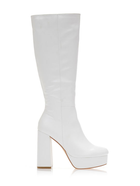 Tsoukalas Damenstiefel mit hohem Absatz Weiß