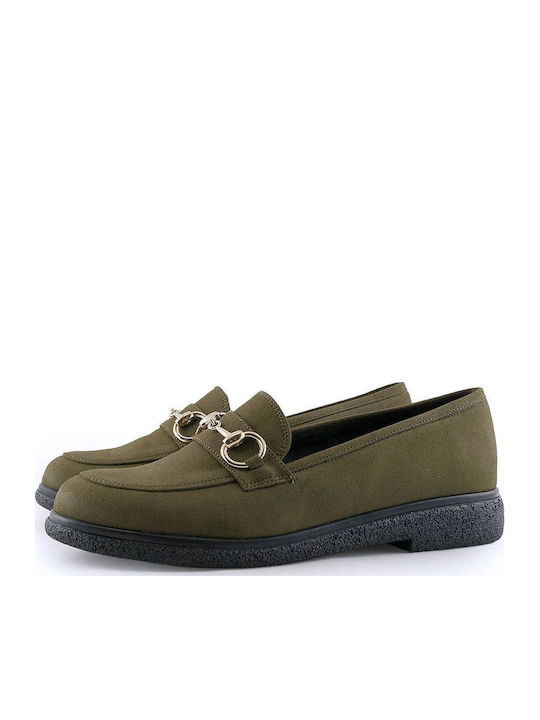 Stefania Γυναικεία Loafers σε Χακί Χρώμα