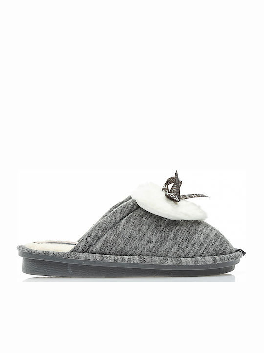 Tsoukalas Winter Damen Hausschuhe mit Fell Gray