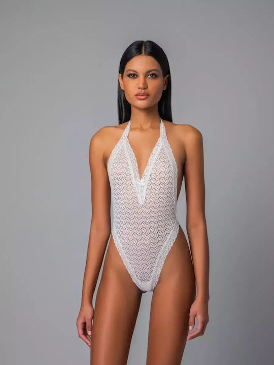 Milena by Paris Sexy Κορμάκι με Δαντέλα Λευκό