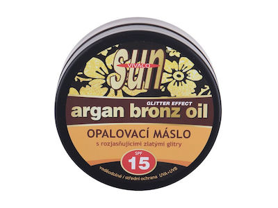 Vivaco Sun Argan Bronz Oil Glitter Effect Crema protectie solara Cremă pentru Corp SPF15 200ml