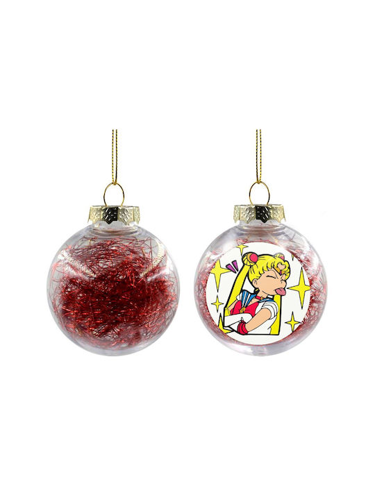 Christmas Plastic Moon Ornament Red 8cm