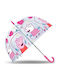 Kids Curved Handle Umbrella with Diameter 46cm Transparent