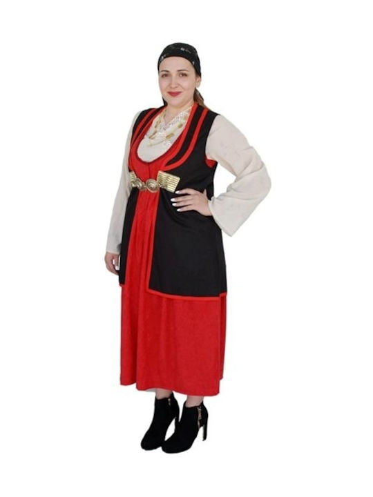 Traditional Costume Vlachopoula with Porphyra with Scarf with 2 Rows Necklace