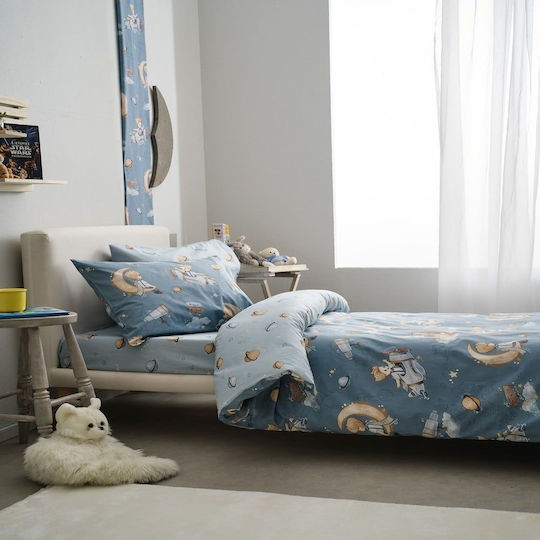 Vesta Home Kinderbettlaken Set Baumwollblau Travel 170x260cm 3 Stück