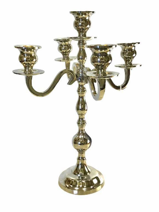 La Belle Maison Metallischer Kerzenhalter mit 5 Halterungen in Silberfarben 25x25x35cm D829