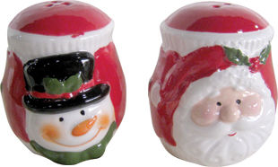 AGC Weihnachts-Salz- und Pfeffer-Set Porzellan Breite 5cm. 2Stück