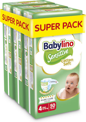 Babylino Tape Diapers Cotton Soft Sensitive No. 4 for 8-13 kgkg 150pcs