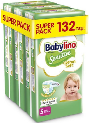 Babylino Klebeband-Windeln Sensitive Cotton Soft Sensitive Nr. 5 für 11-16 kgkg 132Stück