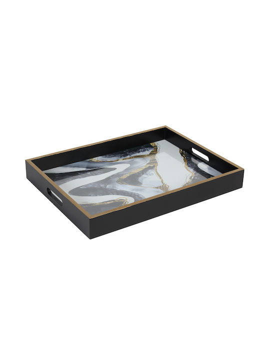 Keskor Wooden Rectangular Serving Tray with Han...