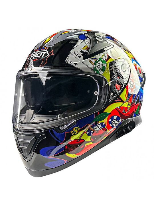 Pilot Snake SV Lucky Gloss Motorcycle Helmet Full Face ECE 22.06 1550gr with Sunvisor