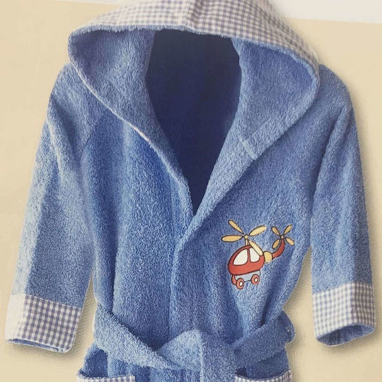 Rythmos Kinderbademantel Jupiter Blau mit Kapuzen-
