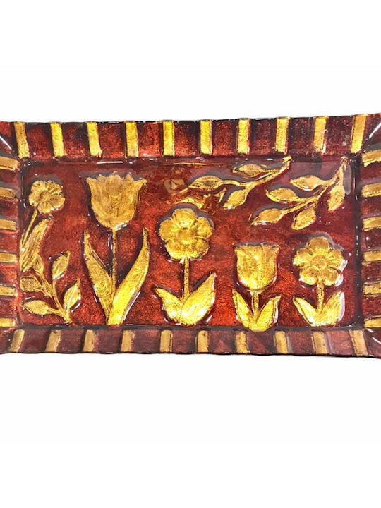 La Belle Maison Decorative Rectangular Glass Red Platter 40x23x2cm