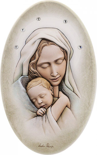 Kontopoulos Saint Icon Virgin Mary Holding the Infant Wooden 10x16cm