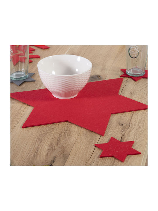 Nef-Nef Homeware Felt Star Комплект Коледни Подложки за чинии Червен Д50xШ50xØ50см. 2бр