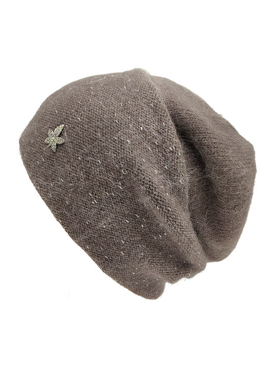 Knitted Beanie Cap Brown