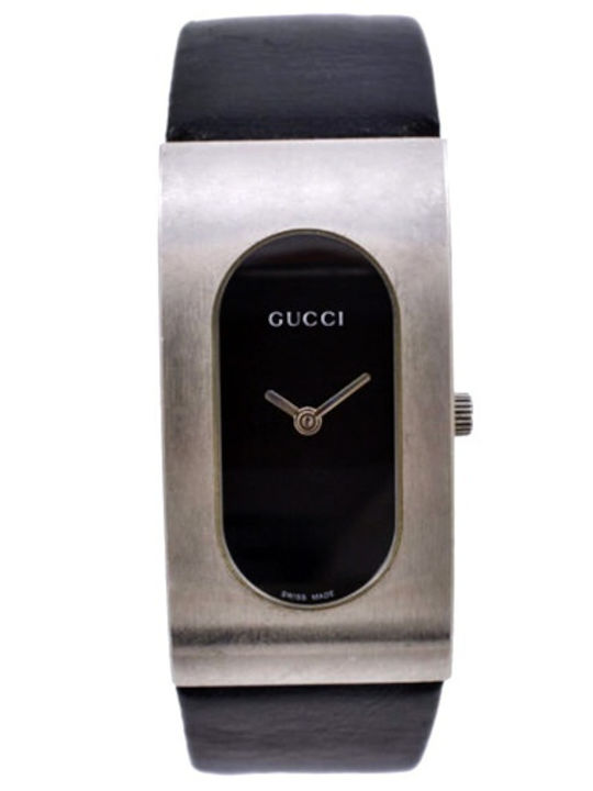 Gucci Women's Watch with Black Leather Strap