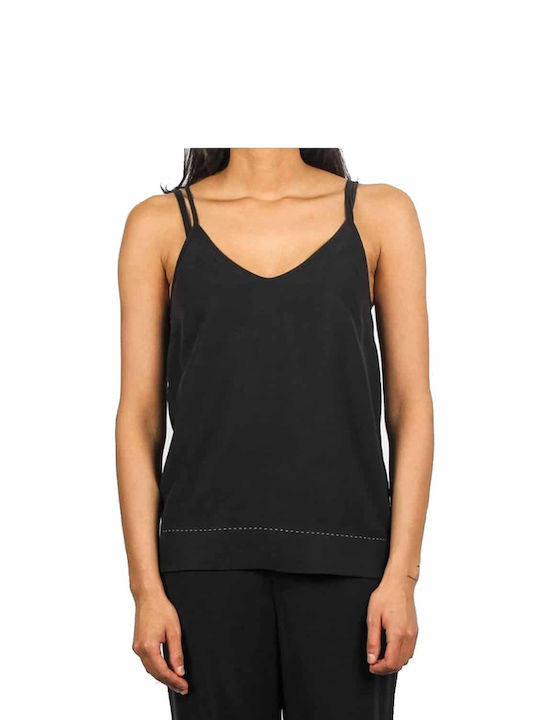 Just Female Women's Blouse with Straps & V Neckline Black