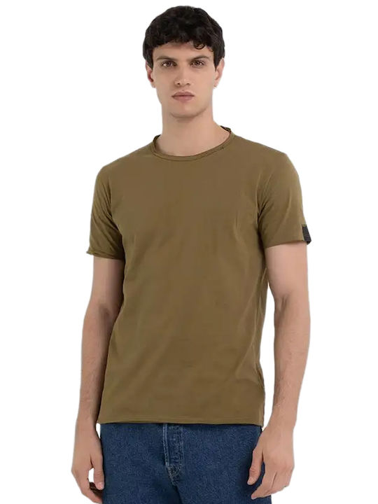 Replay Cut T-shirt Bărbătesc cu Mânecă Scurtă Verde armată