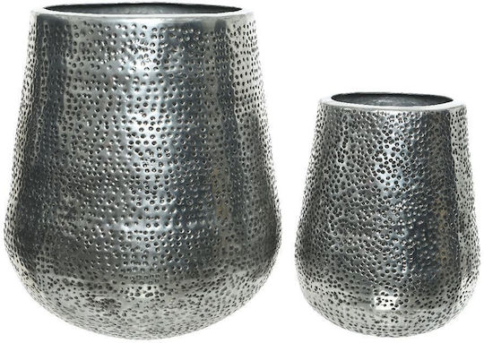 Set Übertopf Metall Silber