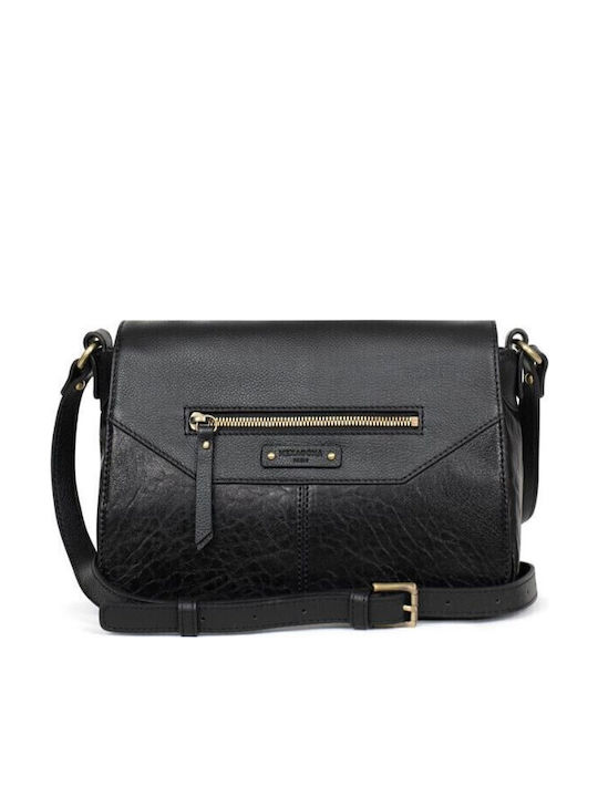 Hexagona De piele Geantă de damă Crossbody Neagră