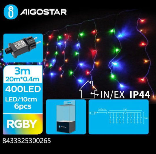 400 Lichterketten LED 20m. x 40cm Mehrfarbige Typ Vorhang 1Stück