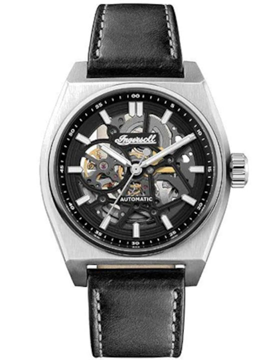 Ingersoll Ανδρικό Ρολόι 43mm Αυτόματο με Μαύρο Δερμάτινο Λουράκι