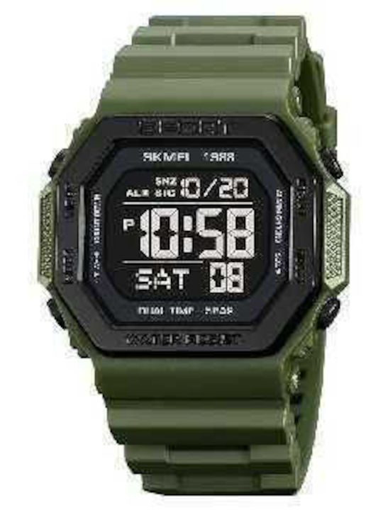 Skmei Army Ψηφιακό Ανδρικό Ρολόι 45mm Μπαταρίας με Πράσινο Μεταλλικό Μπρασελέ