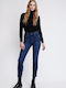 Hoch tailliert Damenjeans in Enger Passform Blue