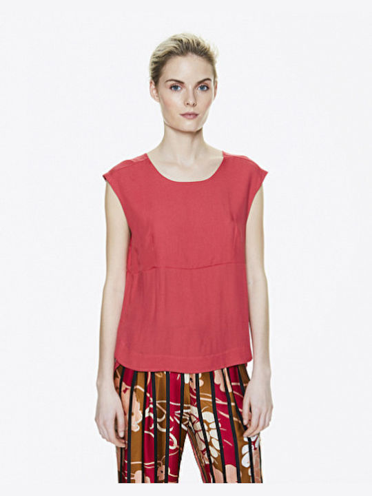 Manila Grace Women's Blouse Sleeveless Red